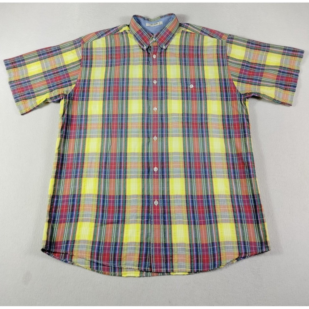 Vintage Orvis Shirt Mens‎ Large Multicolor Plaid 90's Short Sleeve Button Down